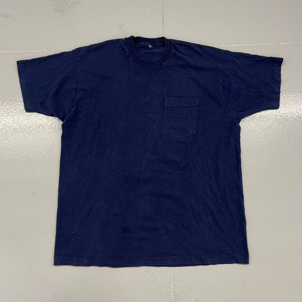 Vintage 80s Navy Blank Pocket T-Shirt